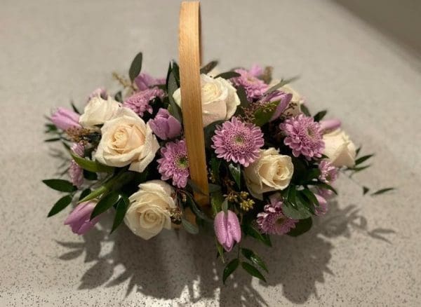 Garden-of-Eden-Mothers-Day-Basket-Bouquet-Pink Pink Colours Mothers Day Basket Bouquet