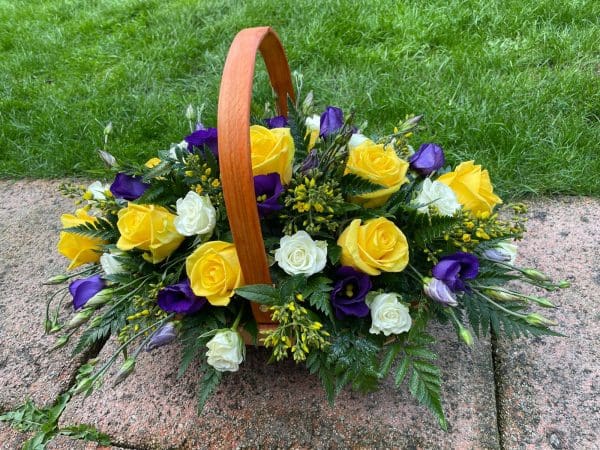 Garden-of-Eden-Mothers-Day-Basket-Bouquet-Yellow Yellow Colours Mothers Day Basket Bouquet